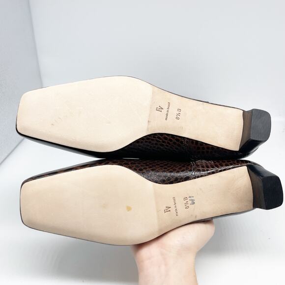 Frances Valentine Mackie Knee High Boot Brown Croc Embossed Leather Size 8.5 B - Picture 7 of 14